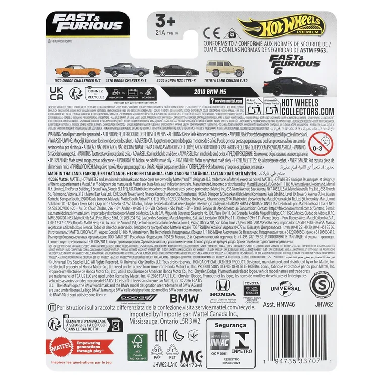 Hot Wheels, Fast & Furious, 2010 BMW M5, masina Premium, scara 1:64, JHW62