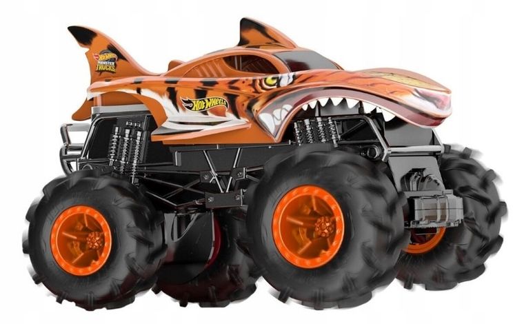 Hot Wheels, Monster Trucks Tiger Shark, masina cu telecomanda, scara 1:24
