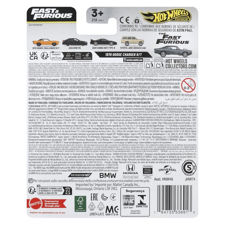Hot Wheels, The Fast and the Furious, 1970 Dodge Charger R/T, masina premium, JHW74