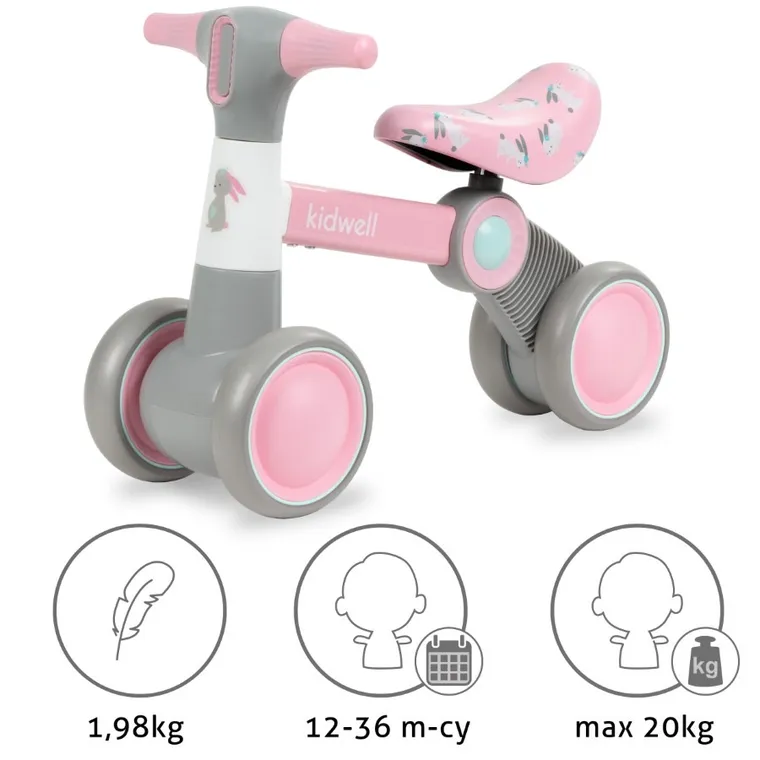 Kidwell, Petito Bunny, mini bicicleta de echilibru cu 4 roti
