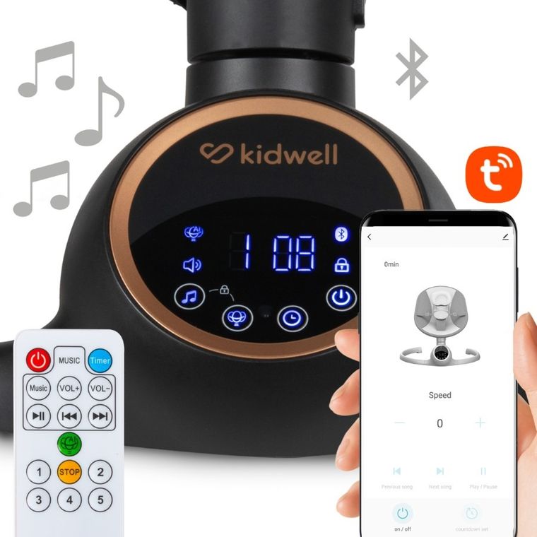Kidwell, Reve, Scaun electric pentru bebelusi, 2in1, bej-auriu