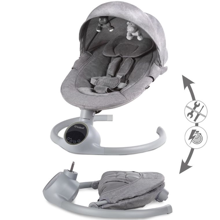 Kidwell, Reve, Scaun electric pentru bebelusi, 2in1, gri-argintiu