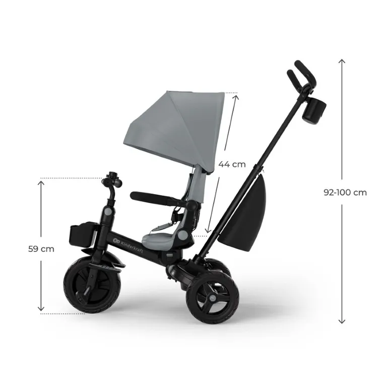 Kinderkraft, Aveo 2 Plus, tricicleta multifunctionala 6in1, Grey