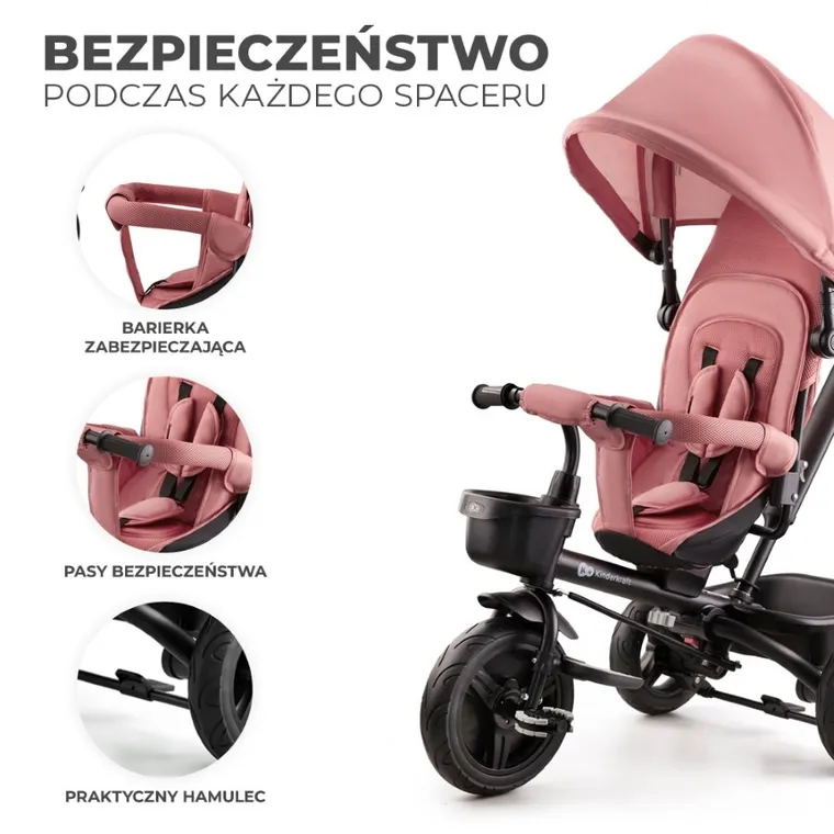 Kinderkraft, Aveo, bicicleta cu trei roti, Rose Pink