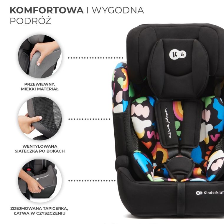 Kinderkraft, Comfort Up, I-size, scaun auto, 76-150 cm, Happy Shapes