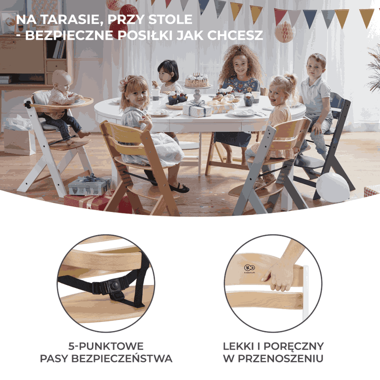 Kinderkraft, Enock, scaun inalt 3in1 cu perna, negru