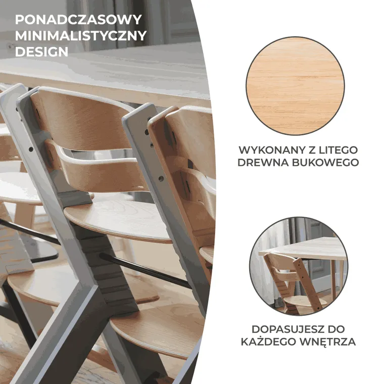 Kinderkraft, Enock, scaun pentru hranire copii 3in1, gri
