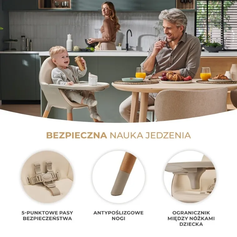 Kinderkraft, Fini 2, scaun de masa, bej