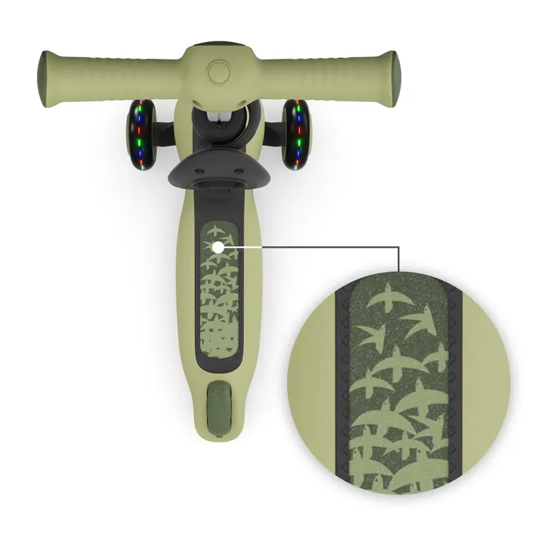 Kinderkraft, Halley 2, trotineta cu 3 roti de echilibru 2in1, LED, Grassland Green