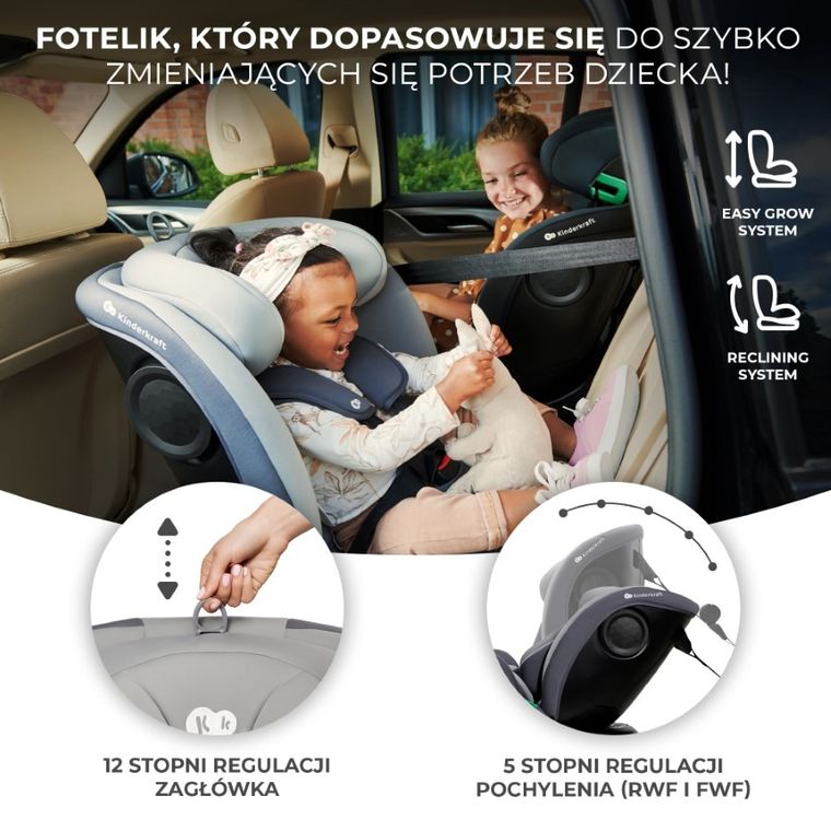 Kinderkraft, I-Grow, scaun auto, I-size, Black, 40-150 cm