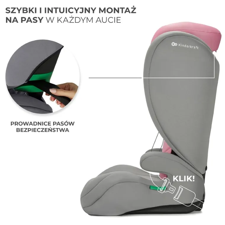 Kinderkraft, I-Spark, scaun auto, 100-150 cm, Pink