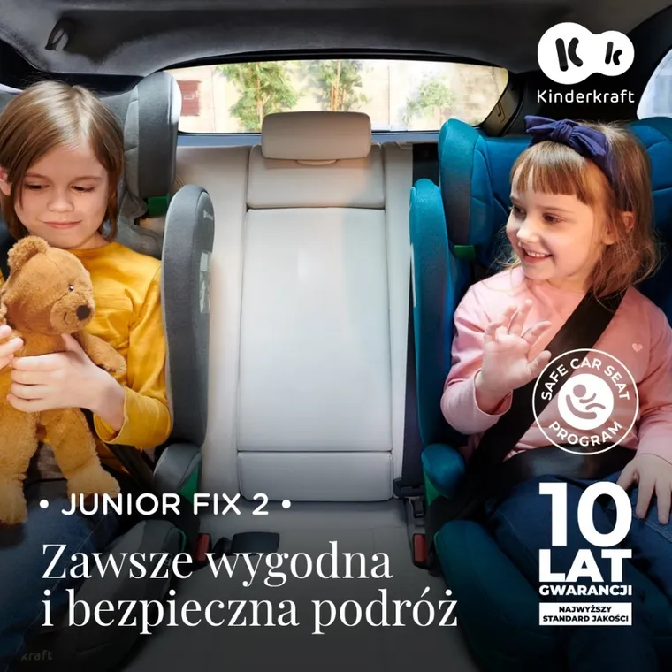 Kinderkraft, Junior Fix 2, I-Size, scaun auto pentru copii, Graphite Black, 100-150 cm, 15-36 kg