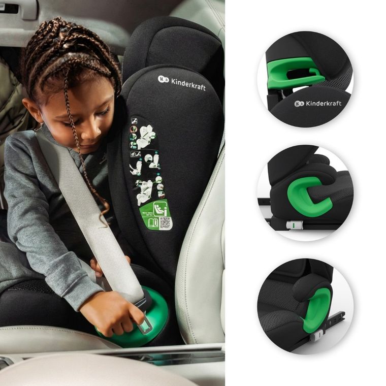 Kinderkraft, Junior Fix 2 Plus, i-Size, scaun auto, black, 100-150 cm
