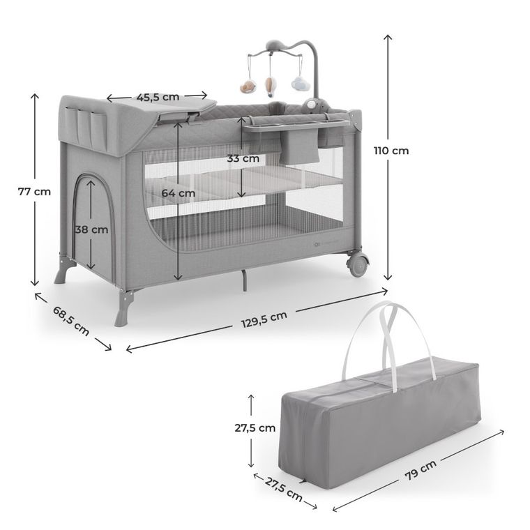 Kinderkraft, Leody Up, patut de calatorie cu accesorii, grey