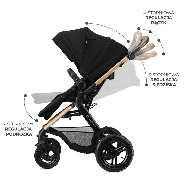 Kinderkraft, Moov 2 XL Air, carucior multifunctional, Pure Black