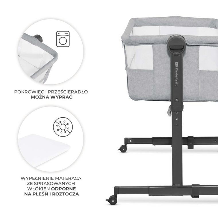 Kinderkraft, Nestee Up 2, patut 2in1, Light Grey