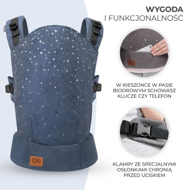 Kinderkraft, Nino Confetti, marsupiu ergonomic pana la 20 kg, denim