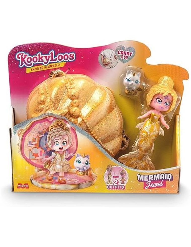 KookyLoos, Kooky Mermaids, Jewel, mini papusa sirena, set de joaca