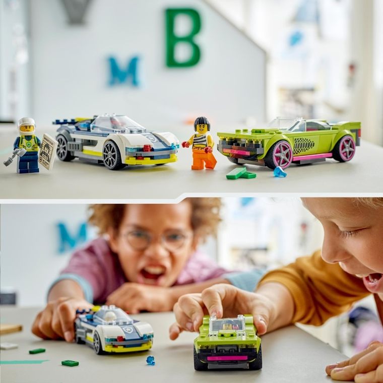 LEGO City, Urmarire cu masina de politie si masina puternica, 60415
