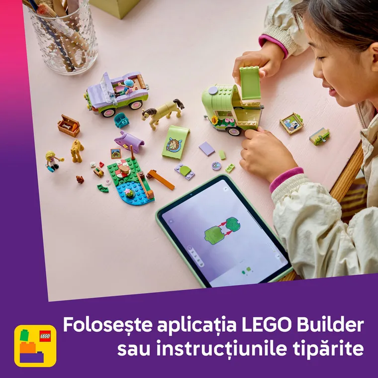 LEGO Friends, Remorca pentru cal si manz, 42695