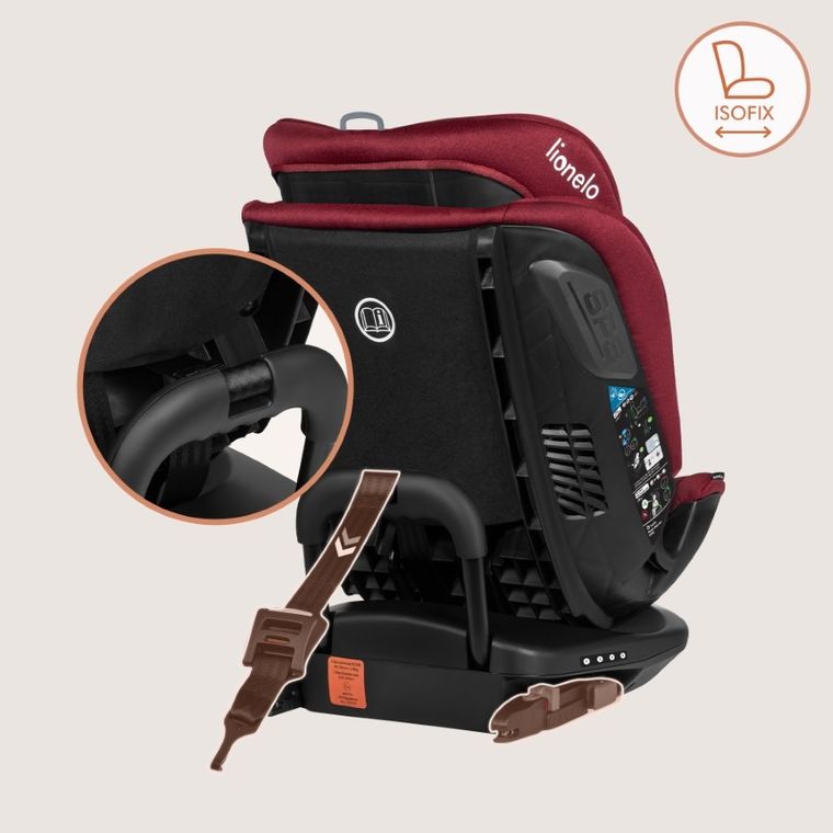 Lionelo, Bastiaan, scaun auto, i-Size, RWF, Red Burgundy, 40-150 cm