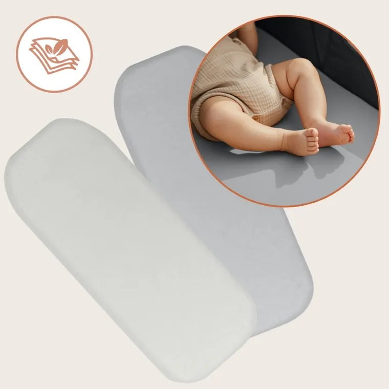 Lionelo, cearceaf cu elasic, din bambus, alb/gri, 28-70 cm, 2 buc.