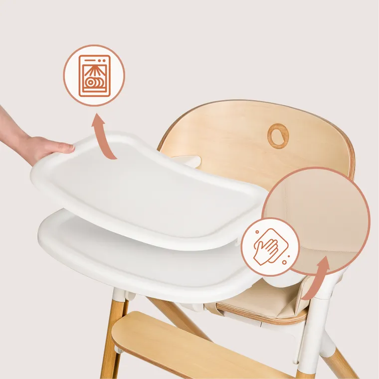 Lionelo, Celia, scaun multifunctional din lemn 3in1, White Natural Wood