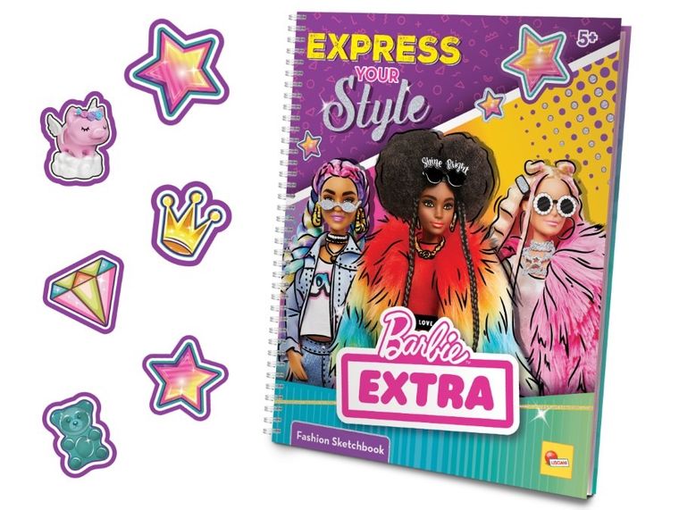 Lisciani, Barbie, Express Your Style, caiet spiralat cu stickere