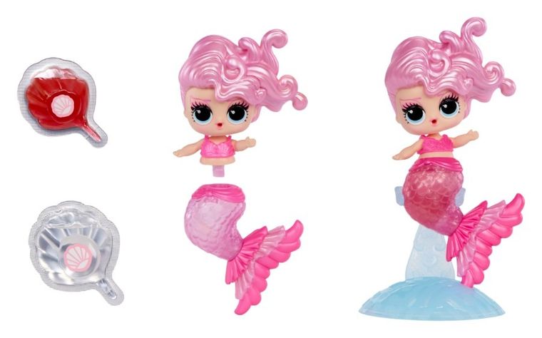 L.O.L. Surprise, Mermaids! Makeover Magic, bila surpriza cu papusa si luciu de buze, 1 buc.