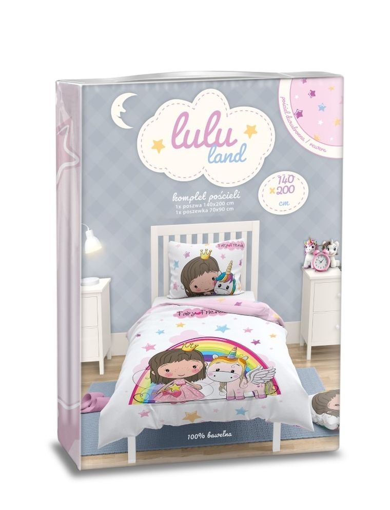 LuLuLand, Zana si unicorn, set lenjerie de pat single, 140-200 cm