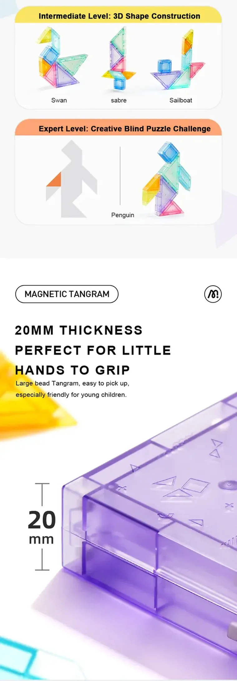 Mideer, Tangram, blocuri magnetice 3D cu clepsidra
