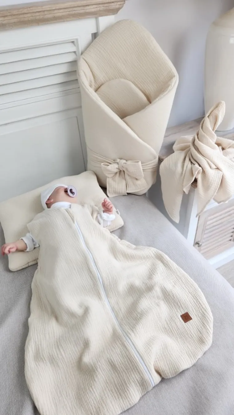 MimiNu, sac de dormit subtire de vara, muselina, TOG 0.5 marime 74, 3-9 luni, bej