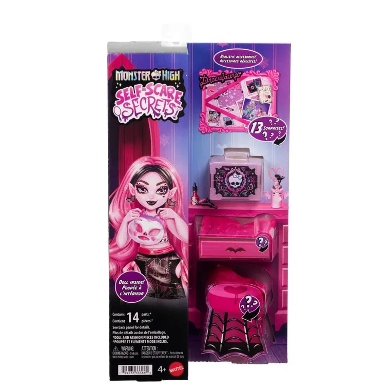 Monster High, Self-Scare Secrets, Draculaura, set de joaca cu papusa si accesorii