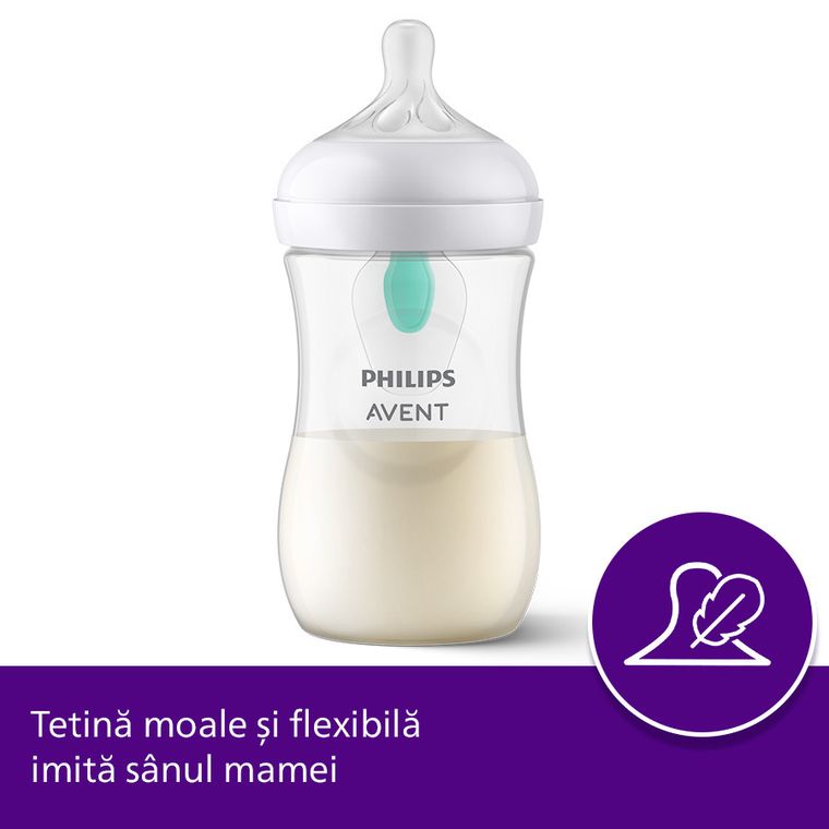 Philips Avent, Natural, Response, biberon cu ventil Air Free, 260 ml, SCY673/01