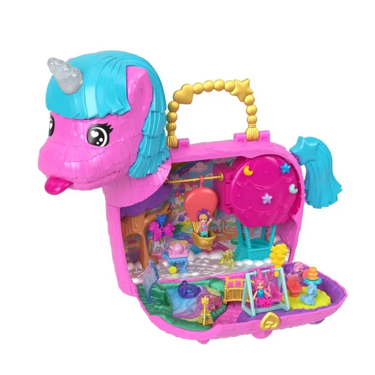 Polly Pocket, Unicorn Partyland, set de joaca cu papusi si accesorii