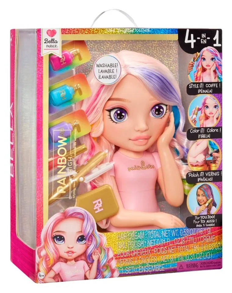 Rainbow High, Styling Head Playset 4w1, Bella Parker, set de joaca