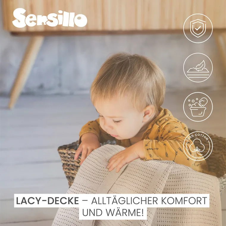 Sensillo, Moli, patura ajurata, gri deschis, 70-110 cm