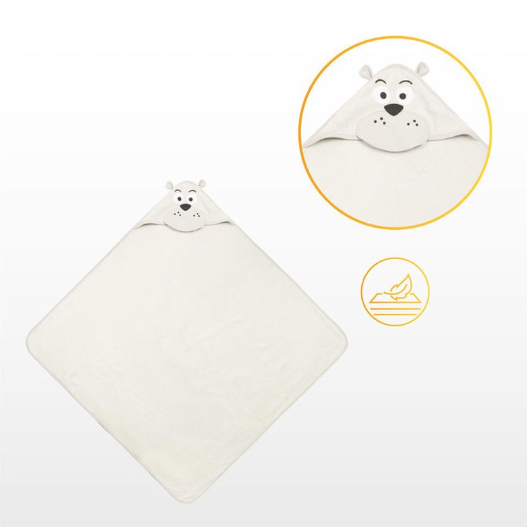 Sensillo, Water Friends, husa de baie moale cu aplicatie 3D, Ursulet, gri, 100-100 cm