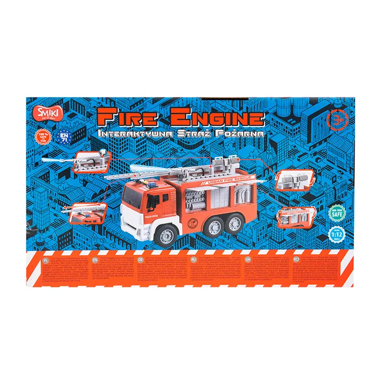 Smiki, Masinuta de pompieri, vehicul cu lumini si sunete, 1:12