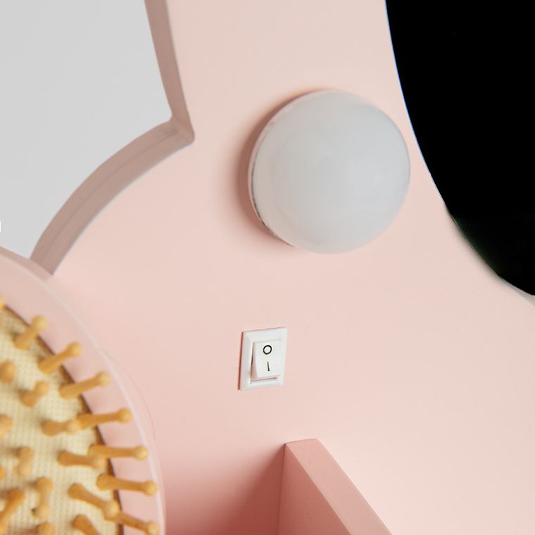 Smiki, masuta de toaleta din lemn cu scaunel, accesorii si lumini LED