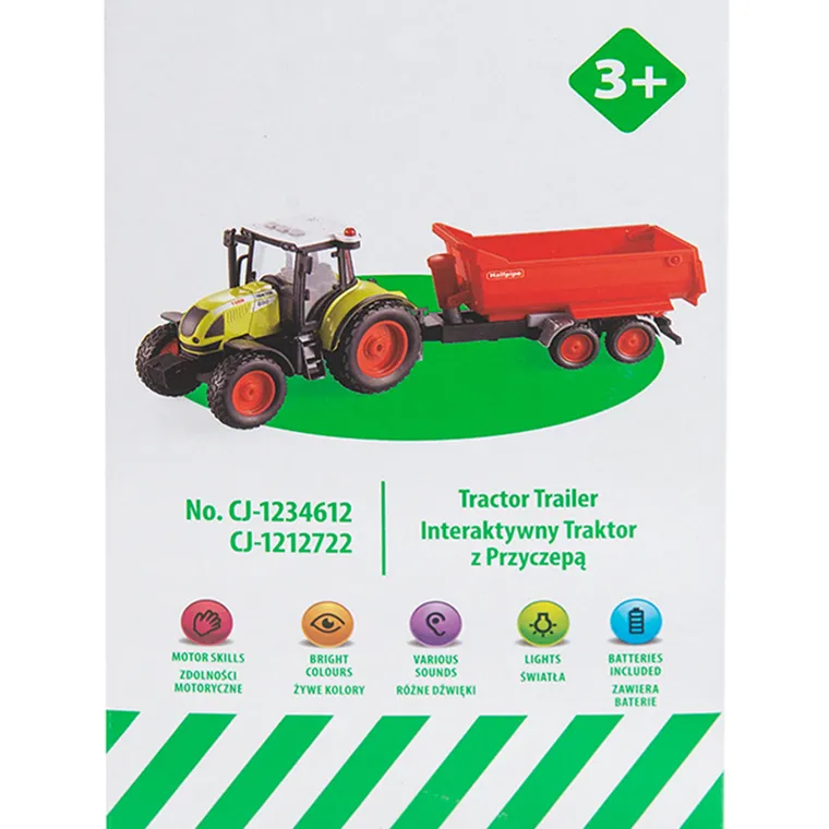 Smiki, Tractor cu remorca, vehicul, verde, 1:16