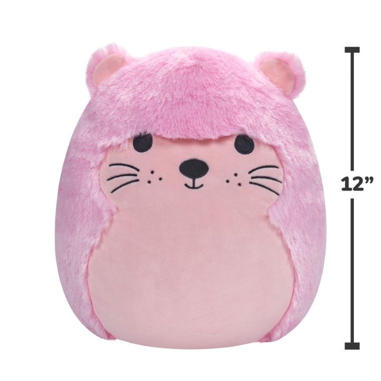 Squishmallows, Fuzzamallows, Medium Plush, Pink Otter, jucarie de plus, 30 cm