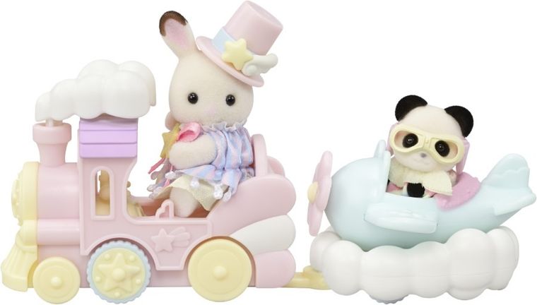 Sylvanian Families, Amusement Park Ride Set - Plain & Train, set de joaca cu figurine, 5819