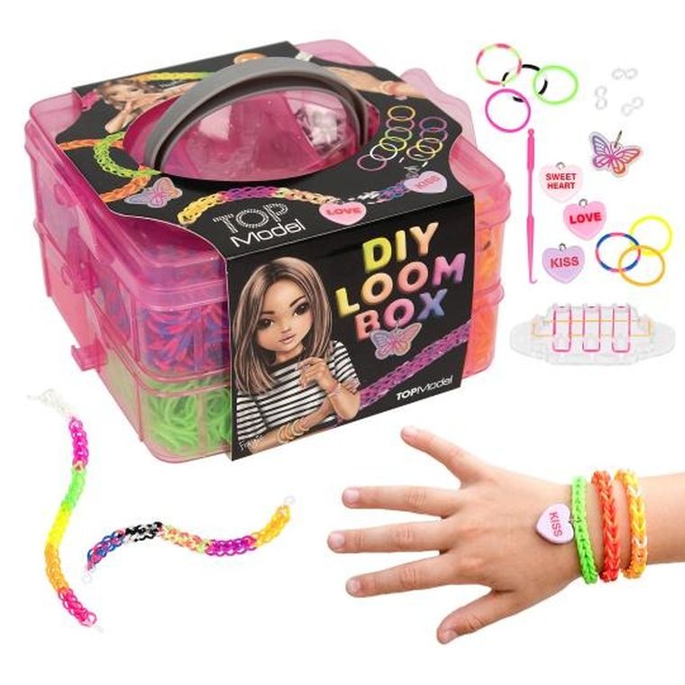 Top Model, set de elastice pentru confectionarea bratarilor, in cutie