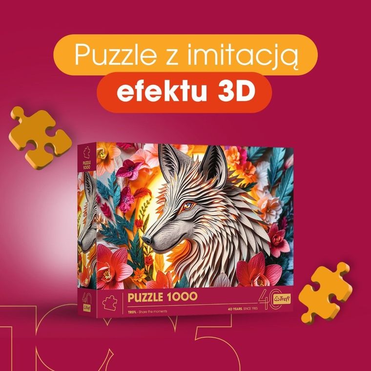 Trefl, 40 Years, Paper Art: Lup, puzzle, 1000 piese