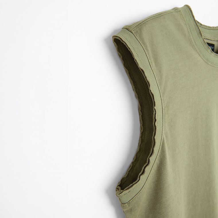Tricou fara maneci kaki NOWEAR