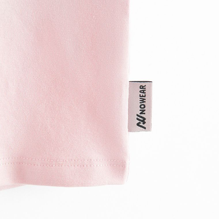 Tricou slim roz din bumbac pieptanat NOWEAR