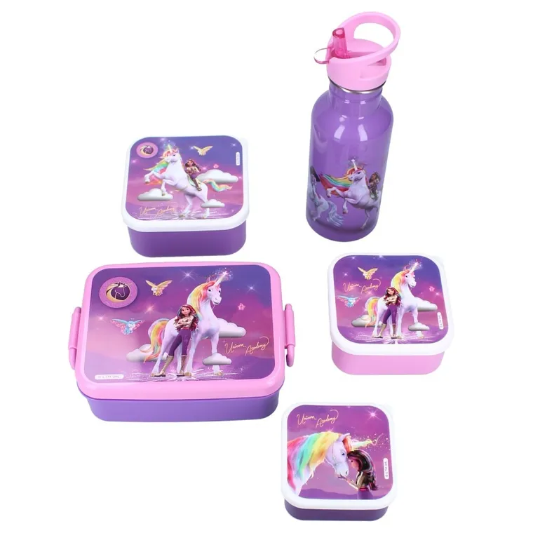 Unicorn Academy, Take a sip, sticla da apa cu pai, violet, 500 ml