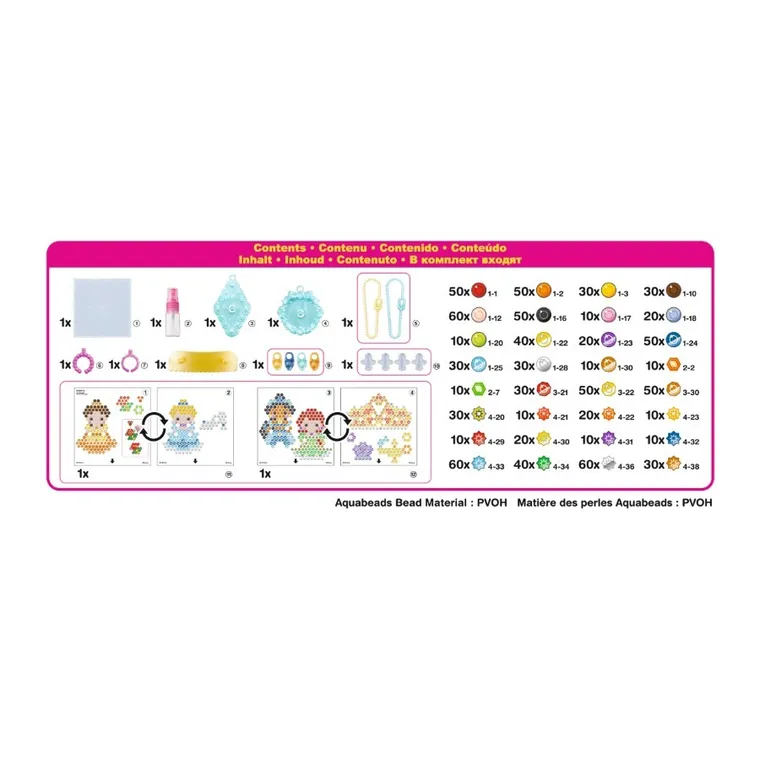 Aquabeads, Printese Disney, Printese stralucitoare, set creativ, 800 elemente, 31997