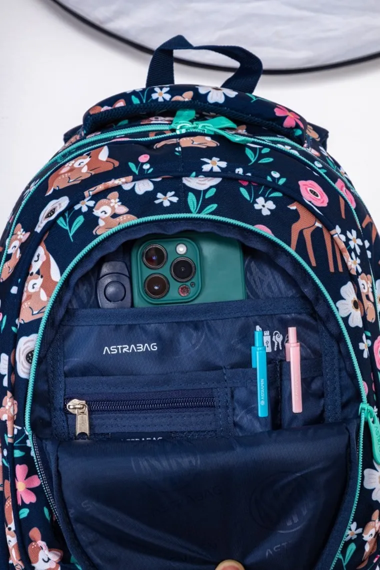 Astrabag, rucsac pentru scoala, cu 3 compartimente, Baby Deer